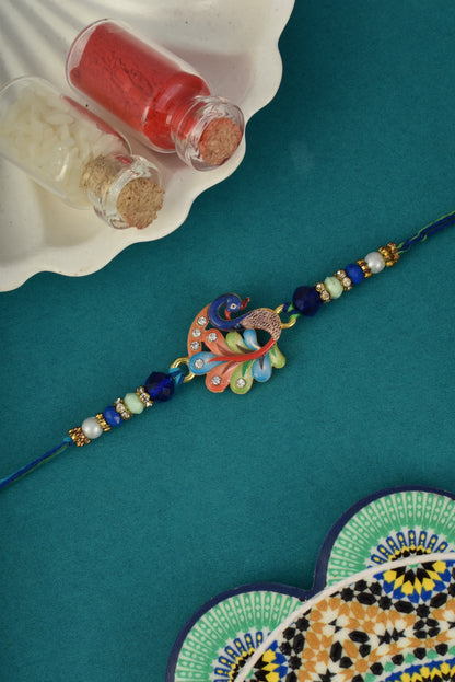 Vibrant Morpankh Design Rakhi for Brother
