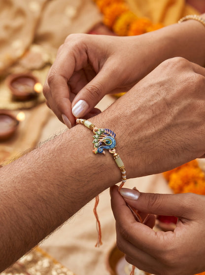 Peacock charm Rakhi for Brother