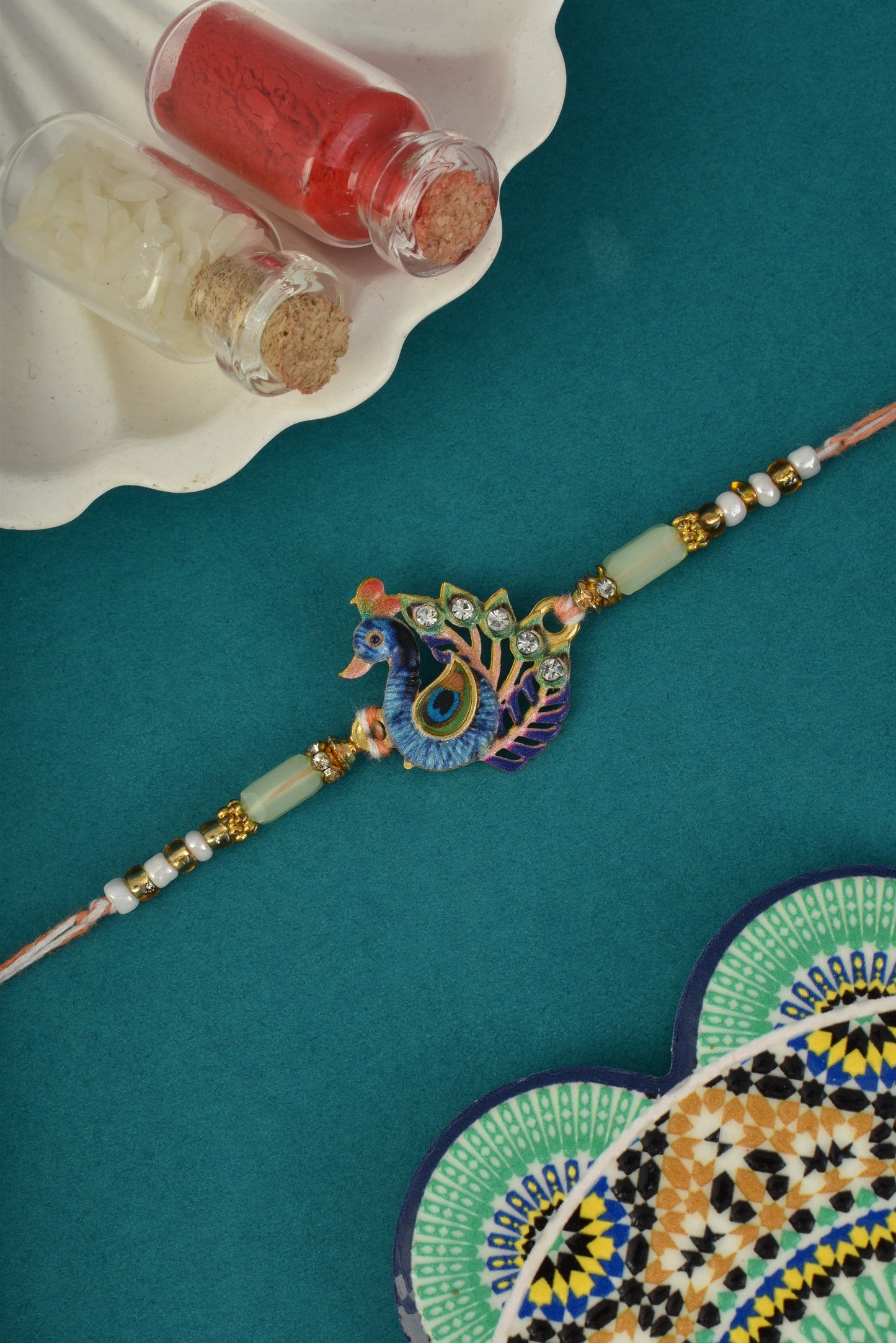 Peacock charm Rakhi for Brother