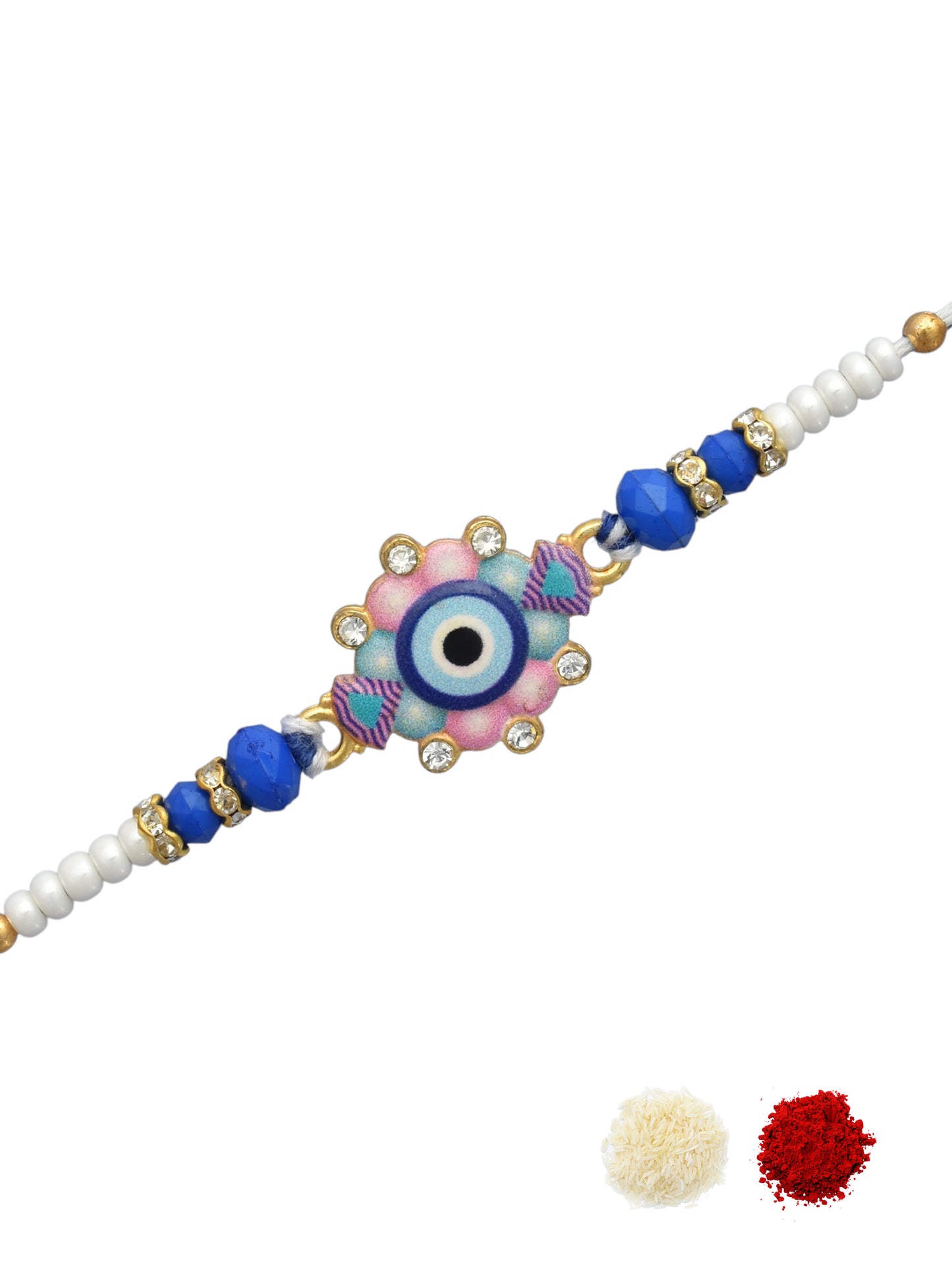 Evil Eye Design Pink Blue Rakhi for Brother