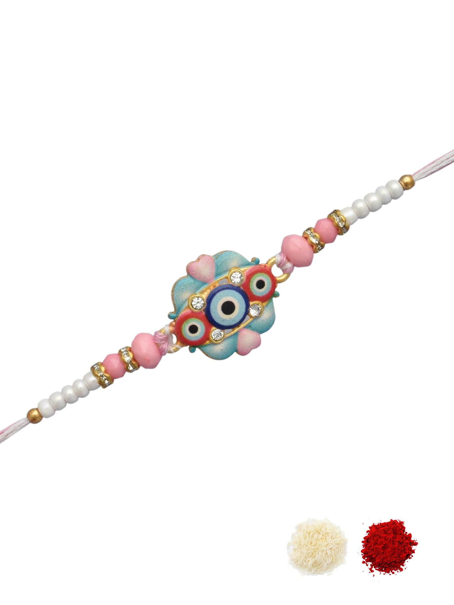 Evil Eye Design Pink Blue Rakhi for Brother