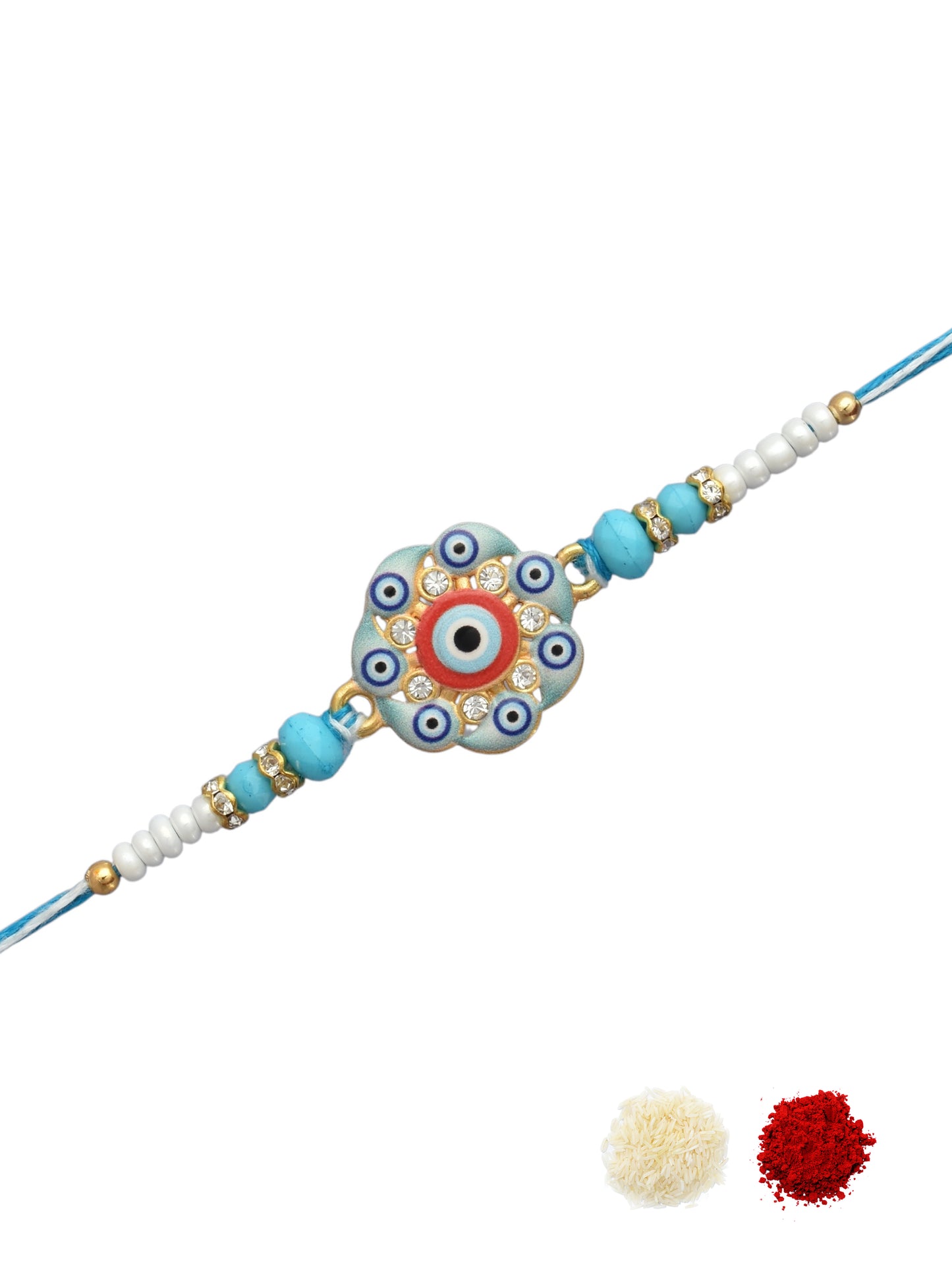 Evil Eye Design Pink Blue Rakhi for Brother