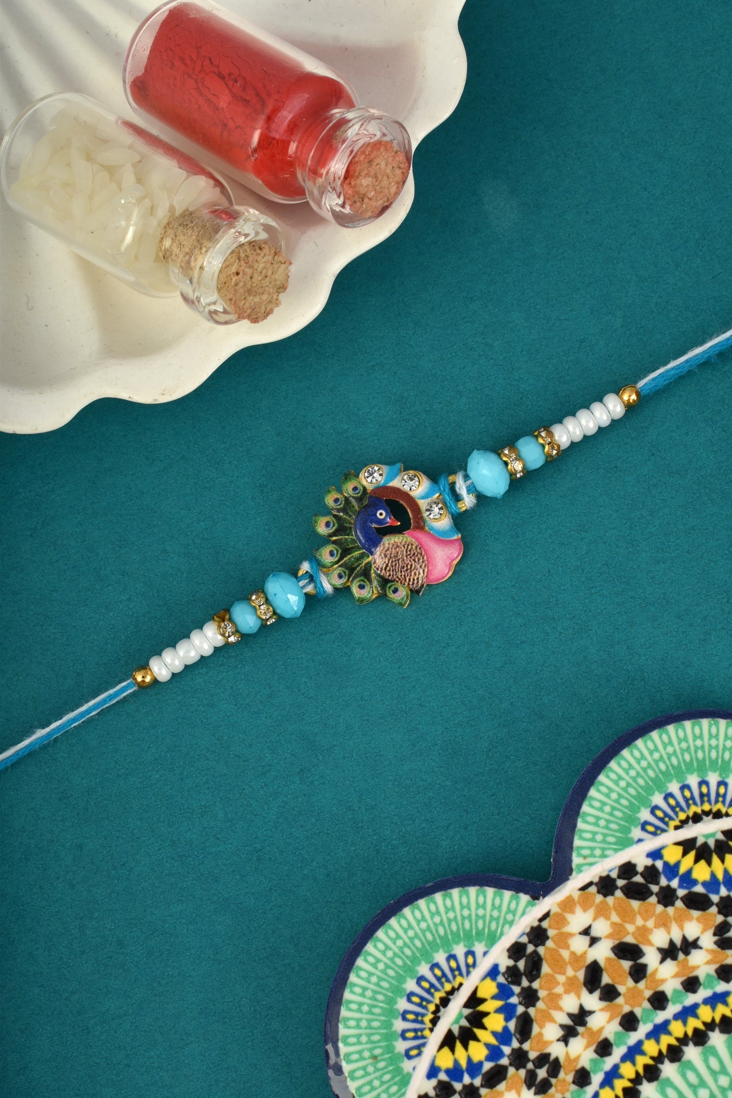 Evil Eye Design Pink Blue Rakhi for Brother