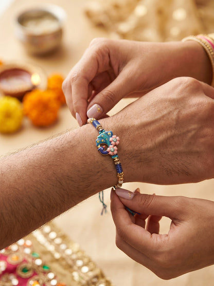 Evil Eye Design Pink Blue Rakhi for Brother