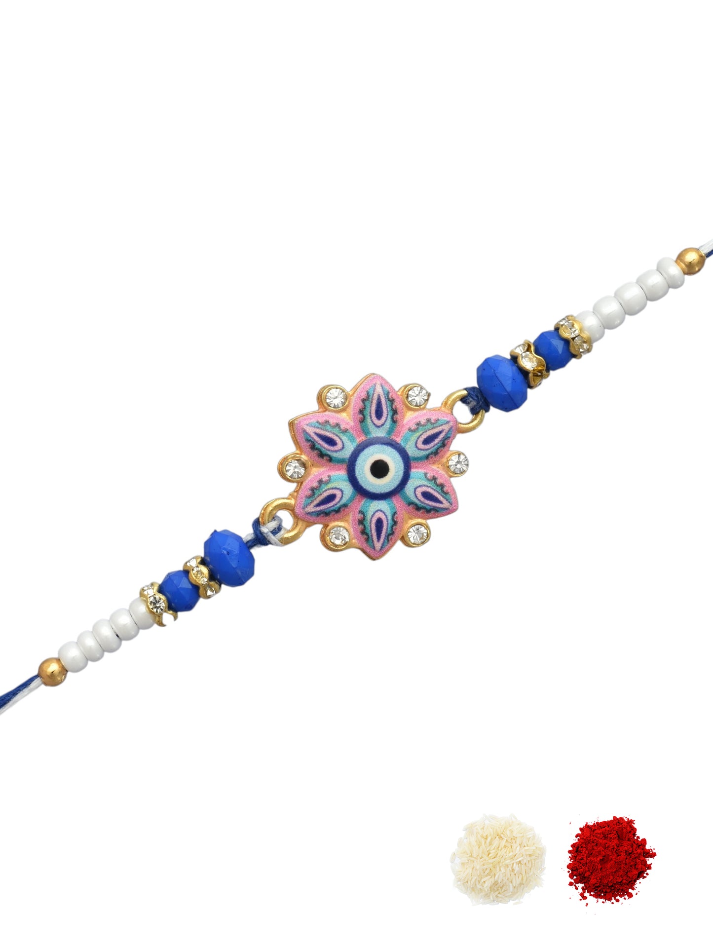 Evil Eye Design Pink Blue Rakhi for Brother