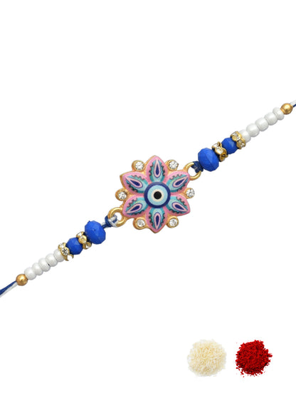 Evil Eye Design Pink Blue Rakhi for Brother