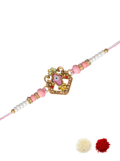 Designer Evil Eye Pink Rakhi for Brother