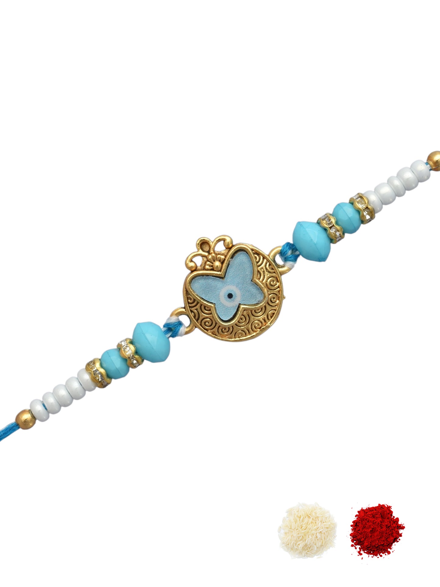 Sky Blue Designer Evil Eye Rakhi For Brother