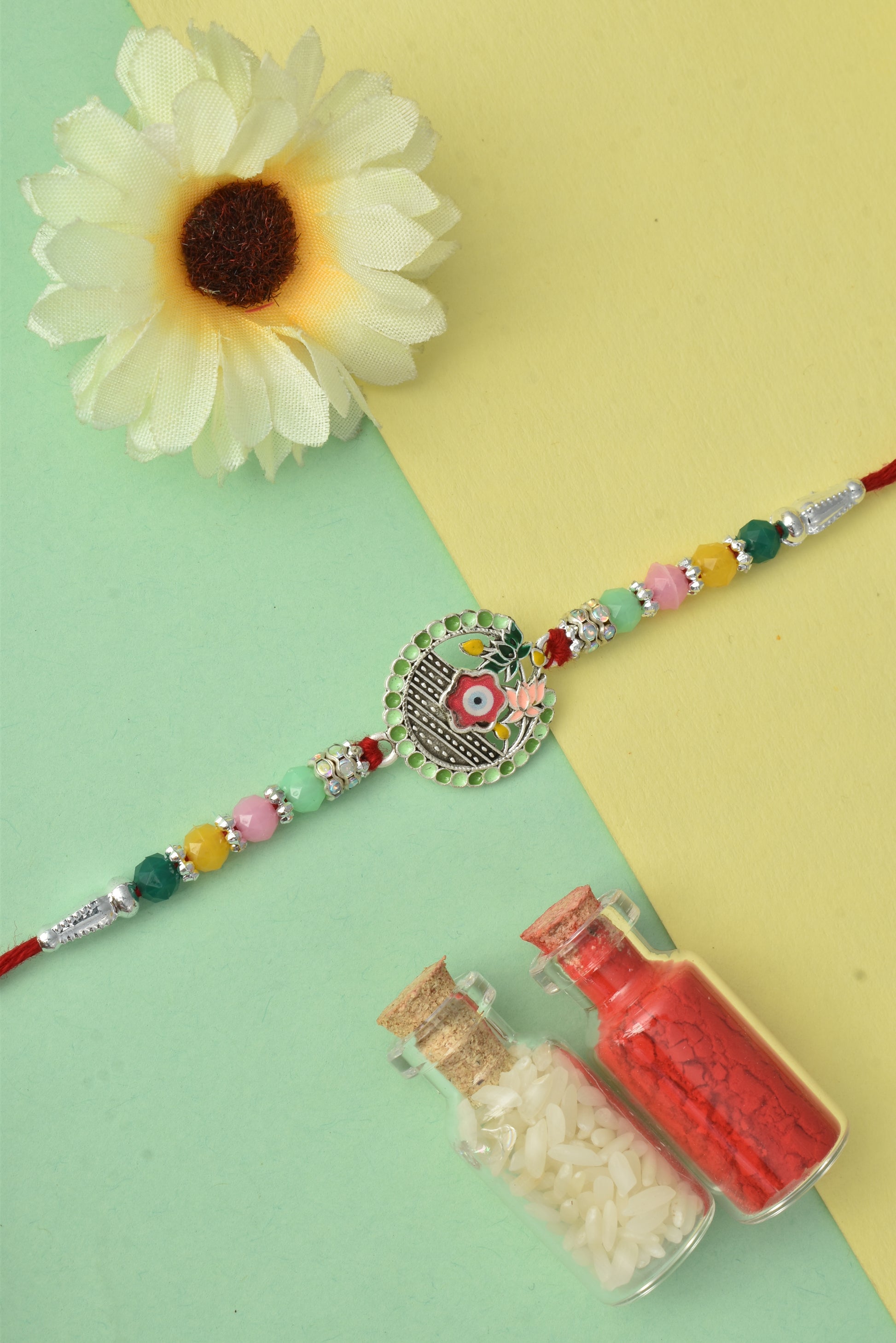 Silver plated rakhi