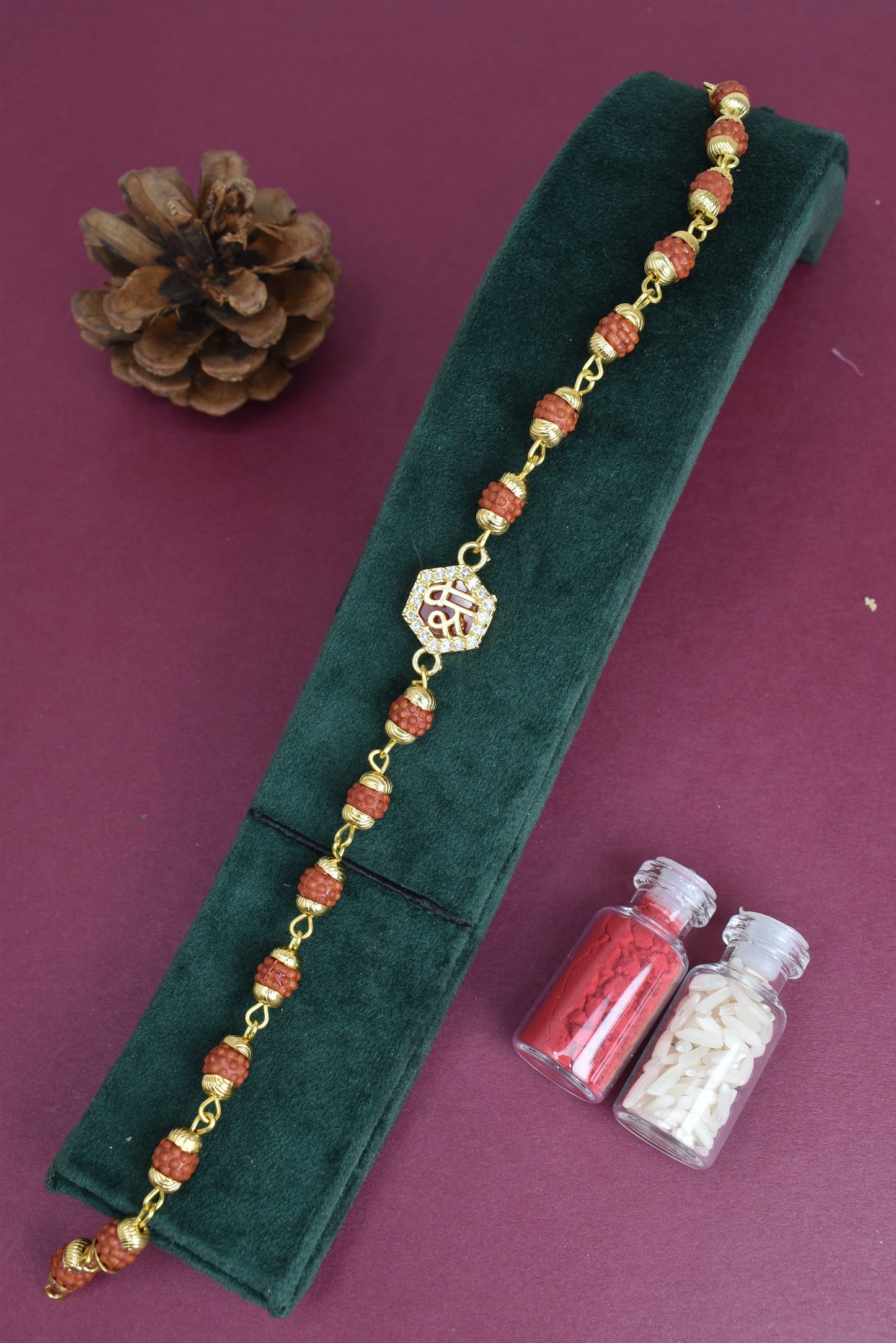Spiritual Goldplated Rudraksh Shri Bracelet Rakhi