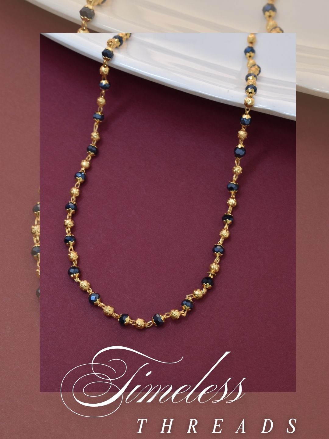 Meira Jewellery Traditional Gold Plated Dokiya Mala Necklace for Women Featuring Gold Beads and Elegant Green and Purple Pearl Accents, Perfect for Ethnic Festive and Wedding Jewellery