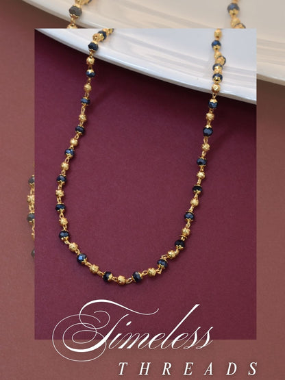 Meira Jewellery Traditional Gold Plated Dokiya Mala Necklace for Women Featuring Gold Beads and Elegant Green and Purple Pearl Accents, Perfect for Ethnic Festive and Wedding Jewellery