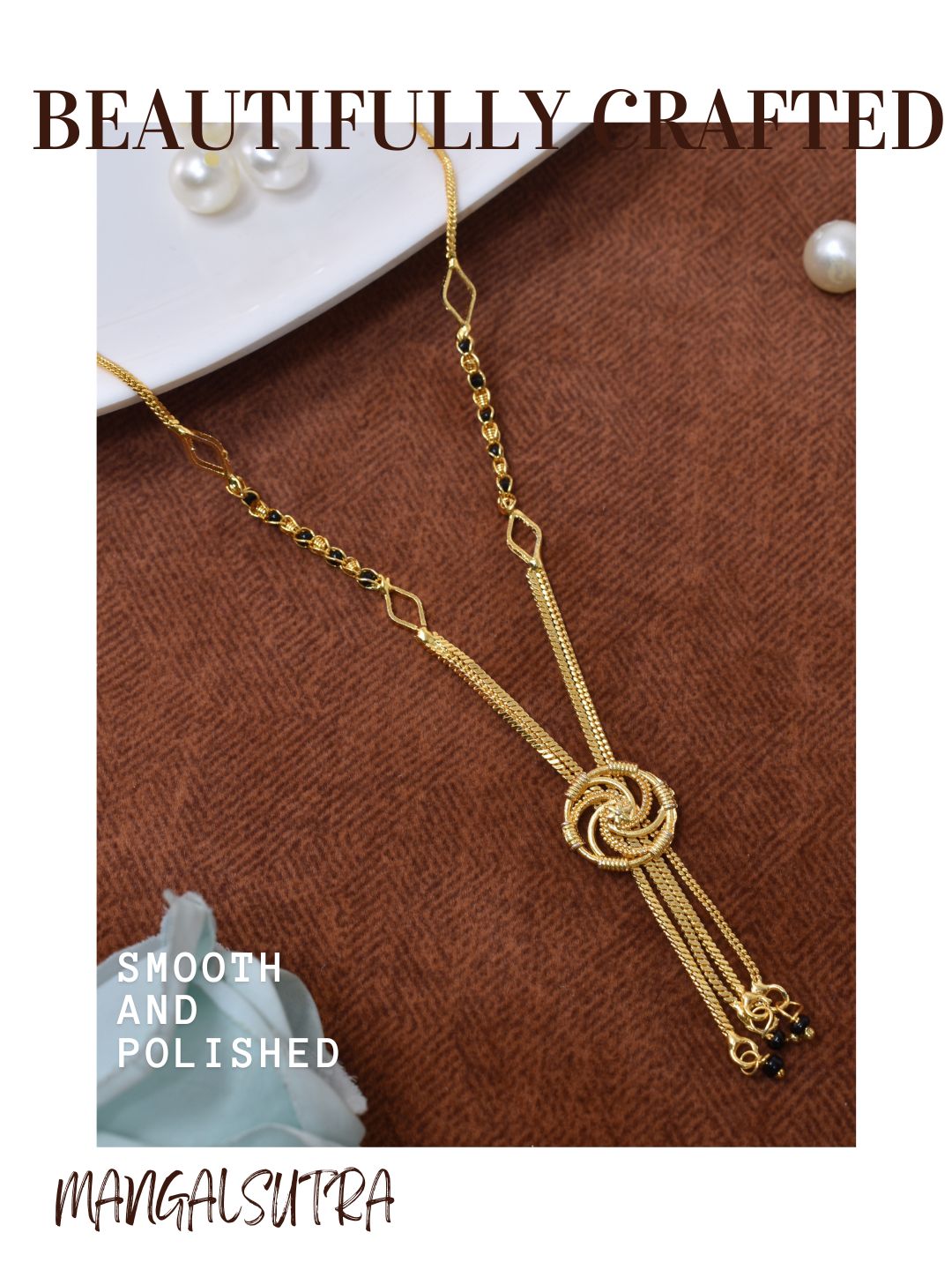 Meira Jewellery Traditional Mangalsutra for Women, Black Beads Chain with Pendant, Gold Plated Mangalsutra Necklace, Ethnic, Stylish Anniversary, Wedding, Festive Mangalsutra Jewellery for Women-38