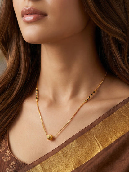 Meira Jewellery Traditional Mangalsutra for Women, Black Beads Chain with Pendant, Gold Plated Mangalsutra Necklace, Ethnic, Stylish Anniversary, Wedding, Festive Mangalsutra Jewellery for Women-37