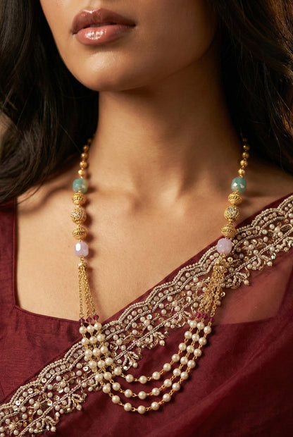 Statement Multilayer Dokiya Chain with Traditional Gemstones