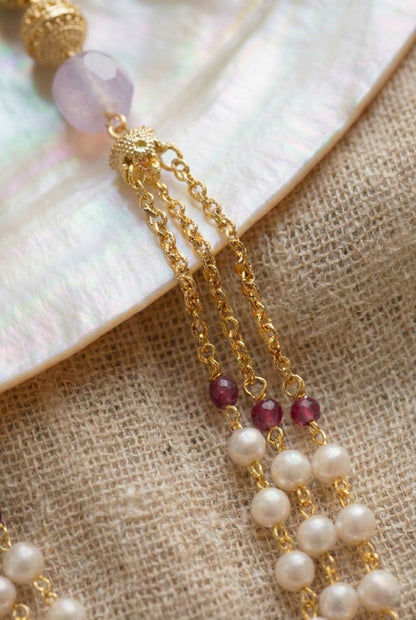 Statement Multilayer Dokiya Chain with Traditional Gemstones
