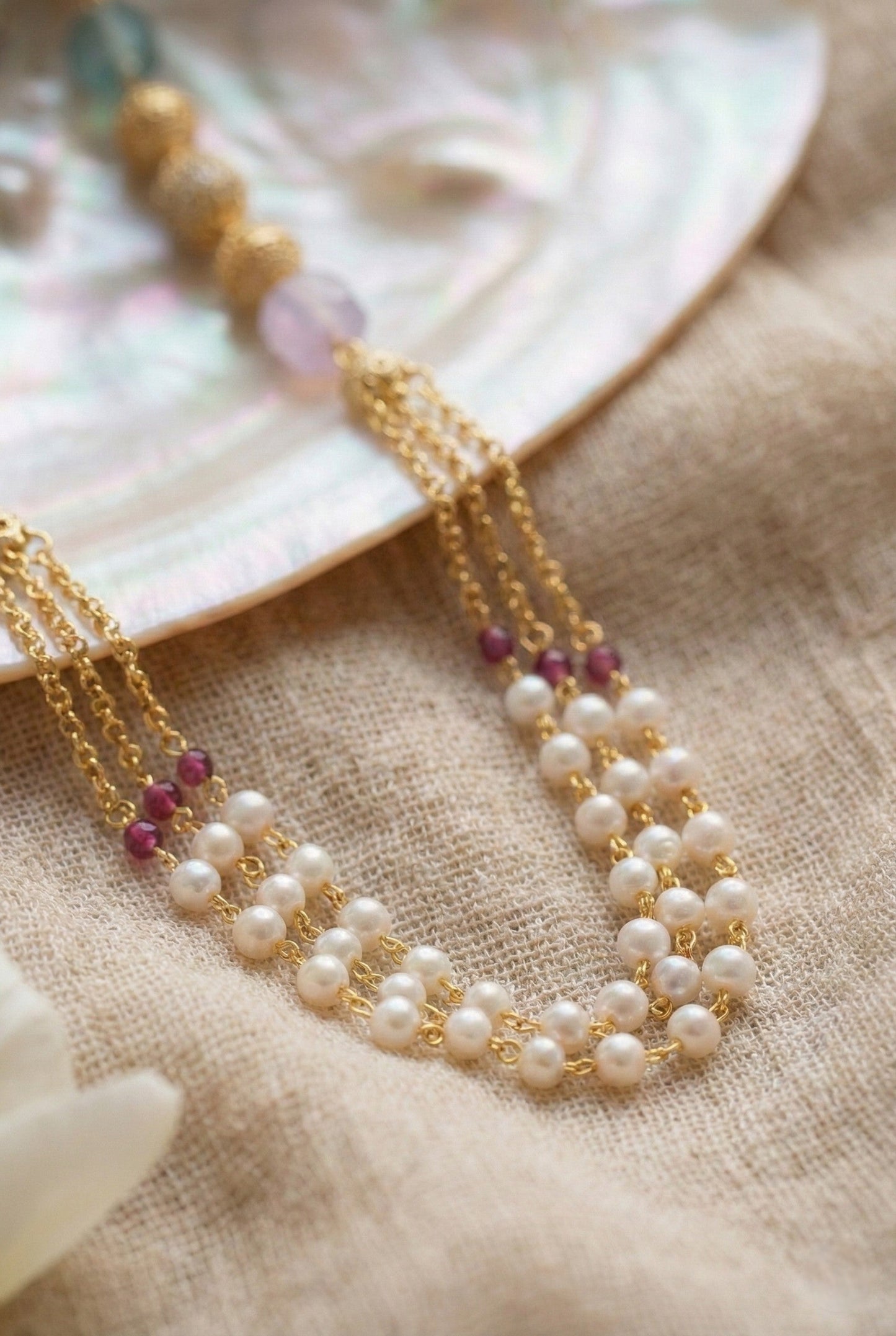 Statement Multilayer Dokiya Chain with Traditional Gemstones