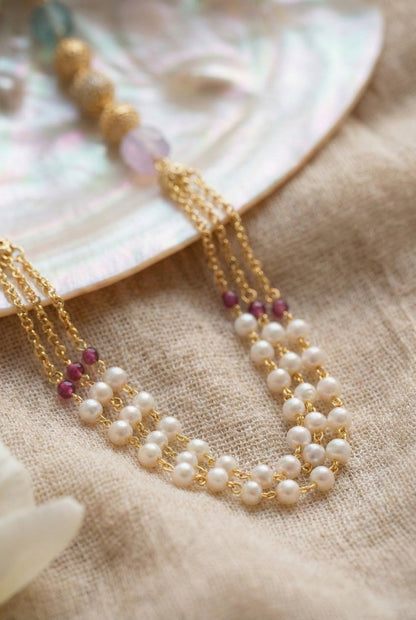 Statement Multilayer Dokiya Chain with Traditional Gemstones