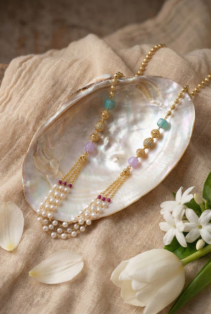 Statement Multilayer Dokiya Chain with Traditional Gemstones