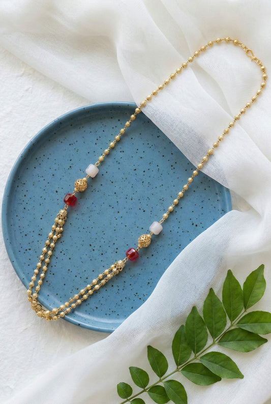 Statement Multilayer Dokiya Chain with Traditional Gemstones