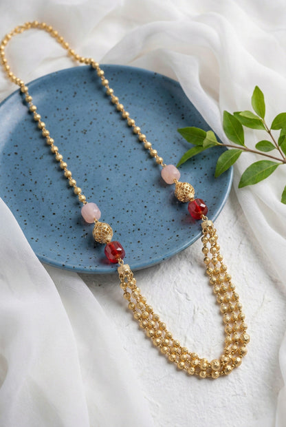 Statement Multilayer Dokiya Chain with Traditional Gemstones