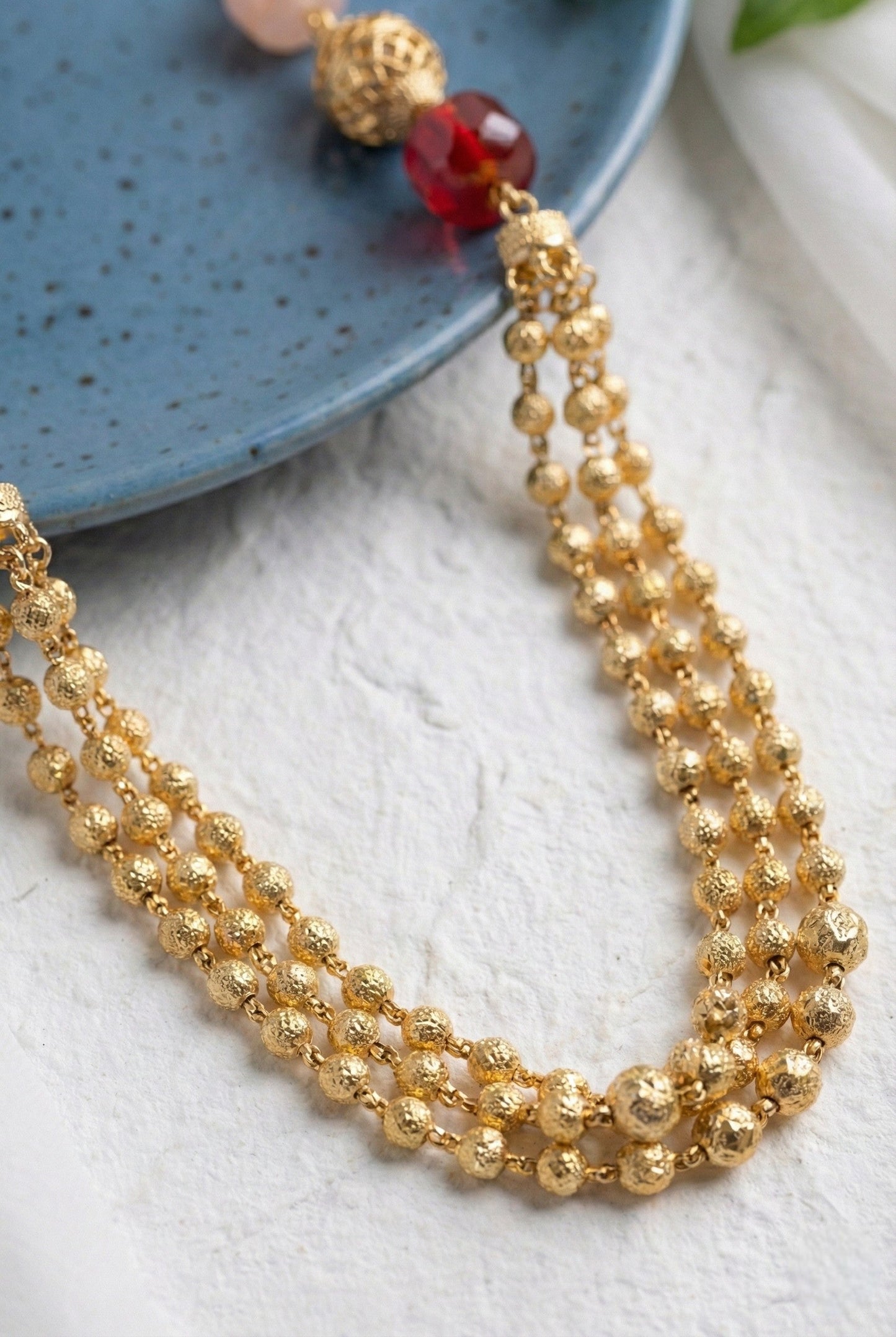 Statement Multilayer Dokiya Chain with Traditional Gemstones