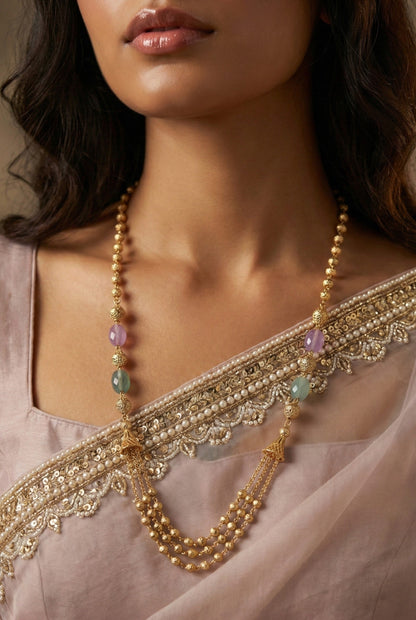 Statement Multilayer Dokiya Chain with Traditional Gemstones
