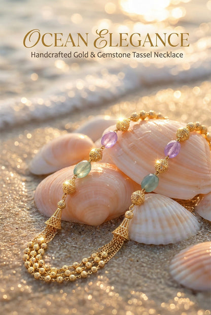 Statement Multilayer Dokiya Chain with Traditional Gemstones