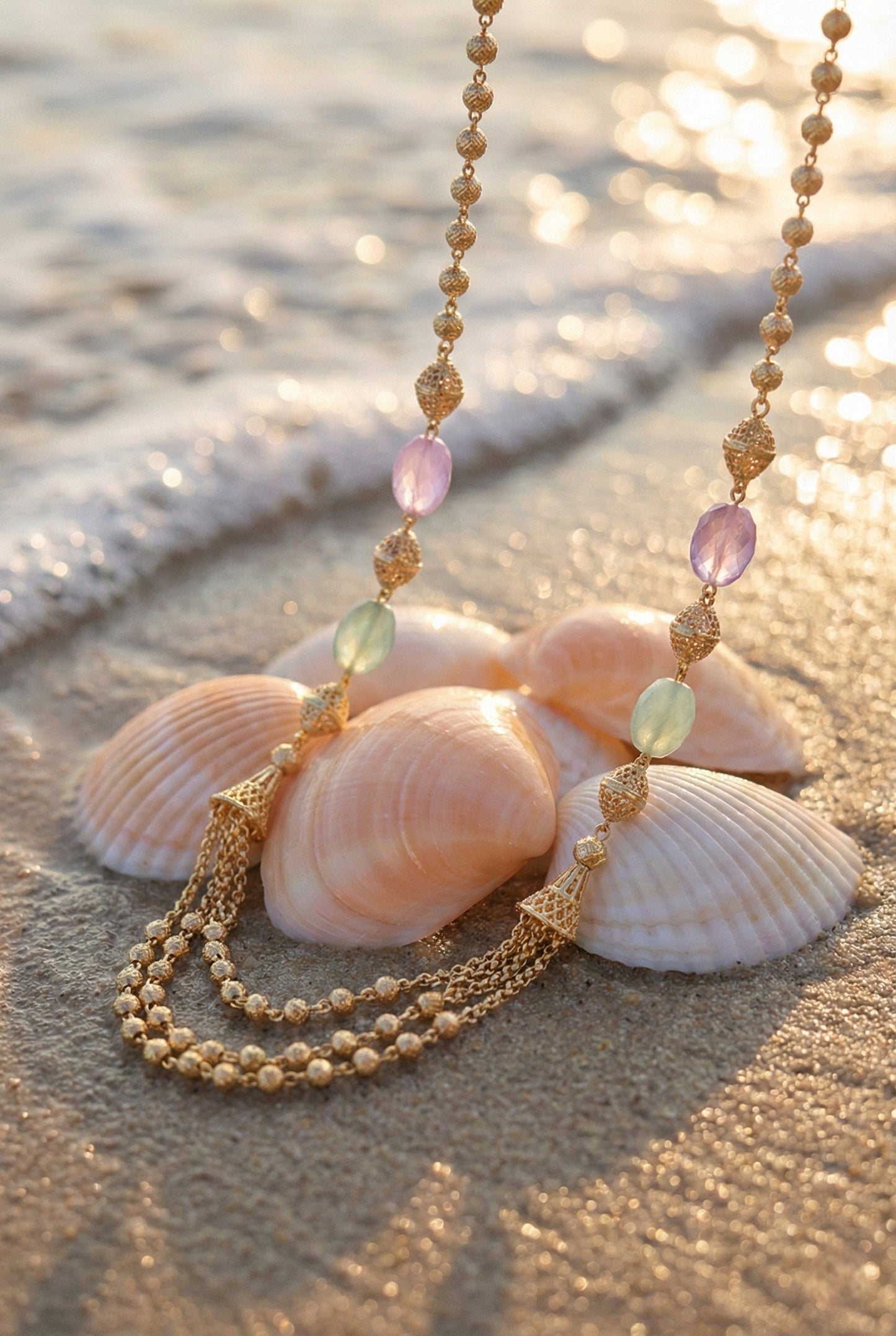 Statement Multilayer Dokiya Chain with Traditional Gemstones