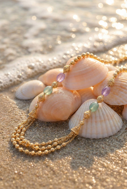 Statement Multilayer Dokiya Chain with Traditional Gemstones