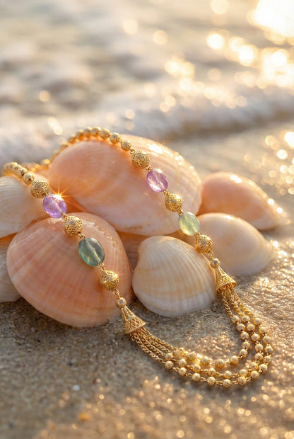 Statement Multilayer Dokiya Chain with Traditional Gemstones