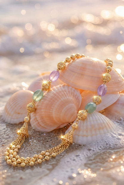 Statement Multilayer Dokiya Chain with Traditional Gemstones