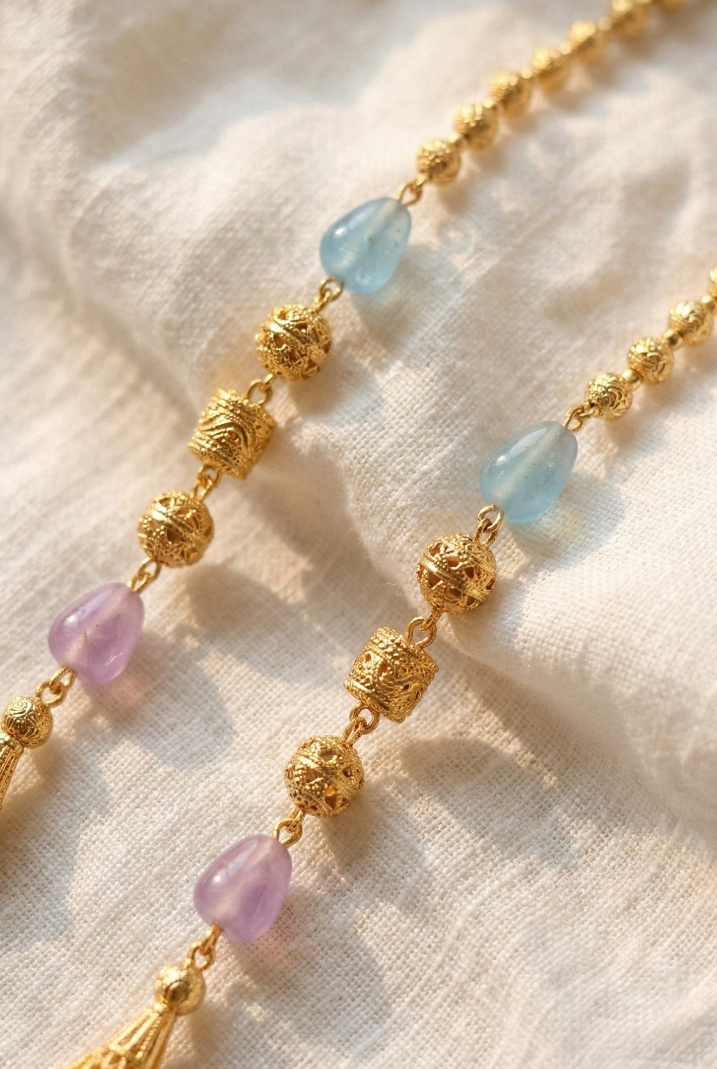Statement Multilayer Dokiya Chain with Traditional Gemstones