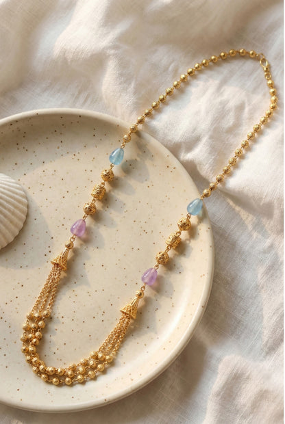 Statement Multilayer Dokiya Chain with Traditional Gemstones