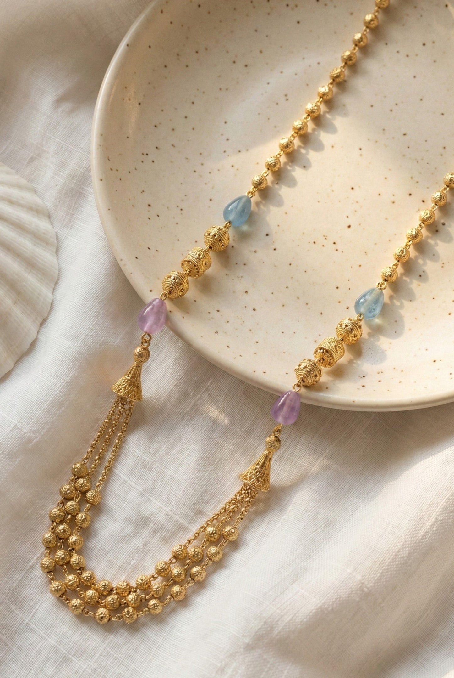 Statement Multilayer Dokiya Chain with Traditional Gemstones