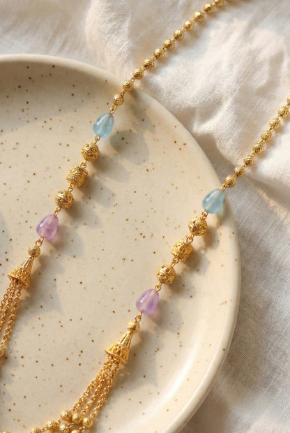 Statement Multilayer Dokiya Chain with Traditional Gemstones