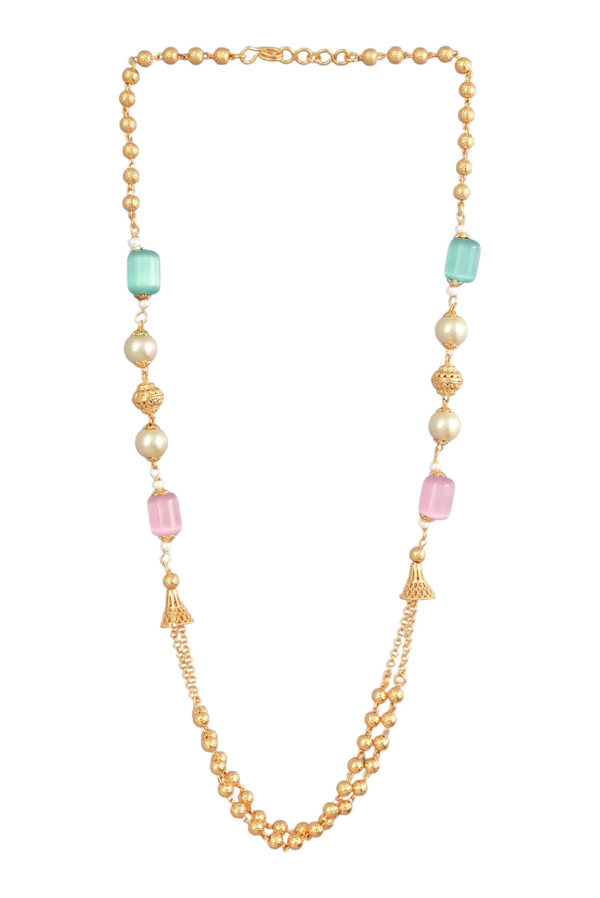 Gold-Plated Pastel Beaded 18 Inch Dokiya Necklace for Women