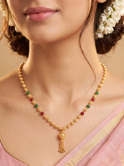 Traditional Statement Gold Plated Beaded Necklace for Women