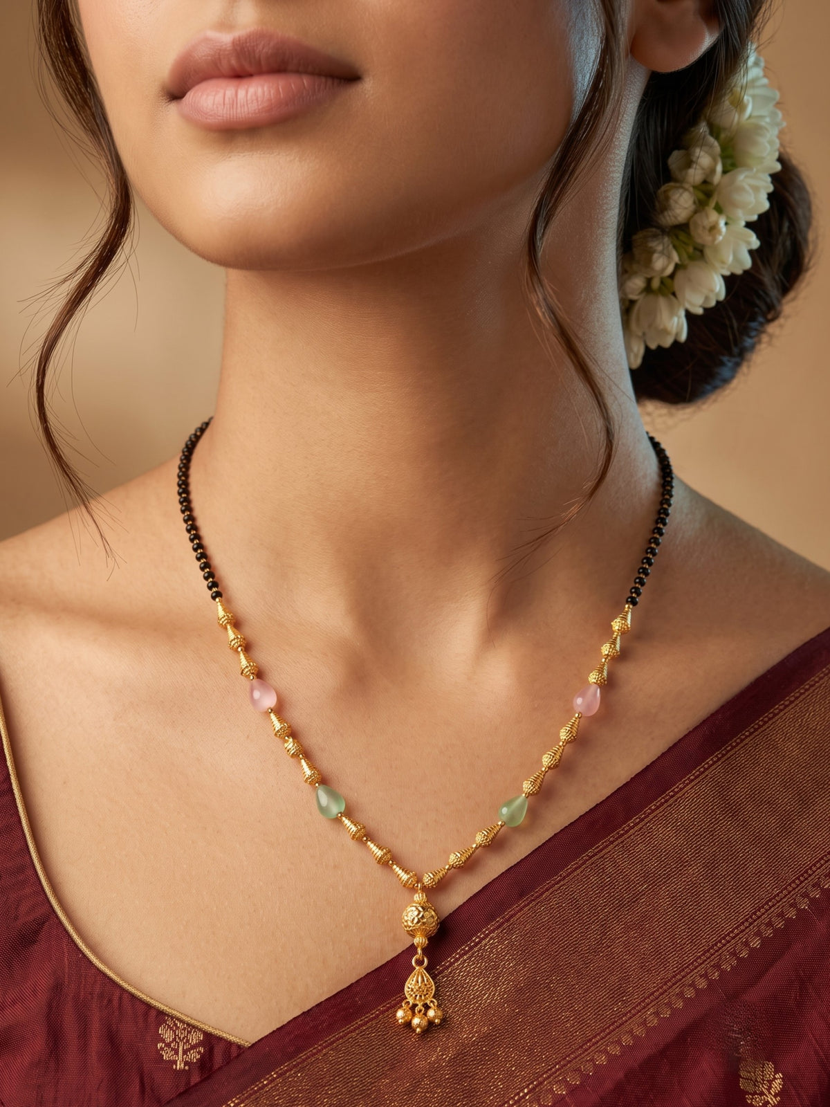 Traditional Statement Gold Plated Beaded Necklace for Women
