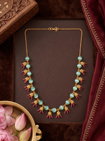 Traditional Statement Gold Plated Beaded Necklace for Women