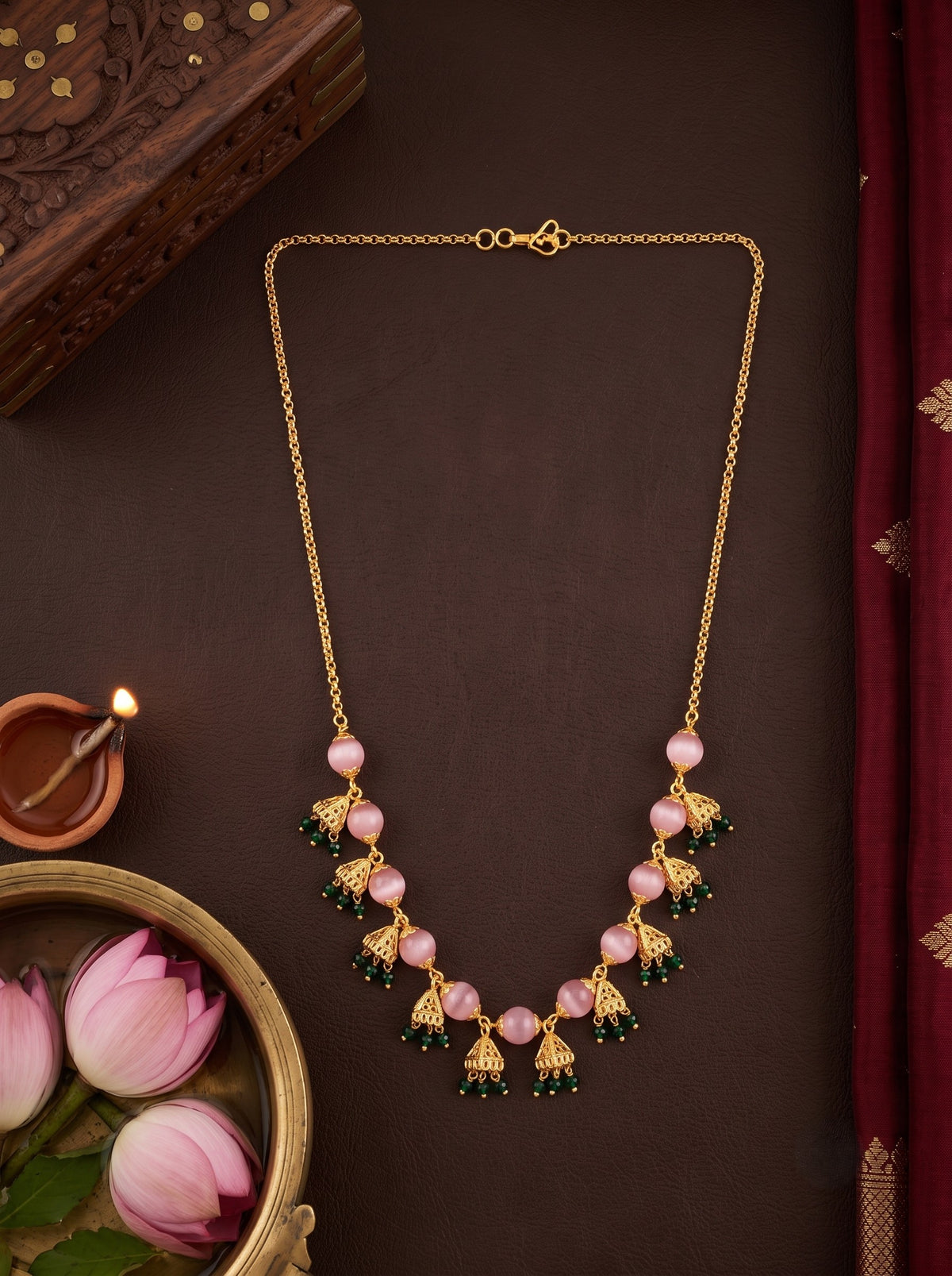 Traditional Statement Gold Plated Beaded Necklace for Women