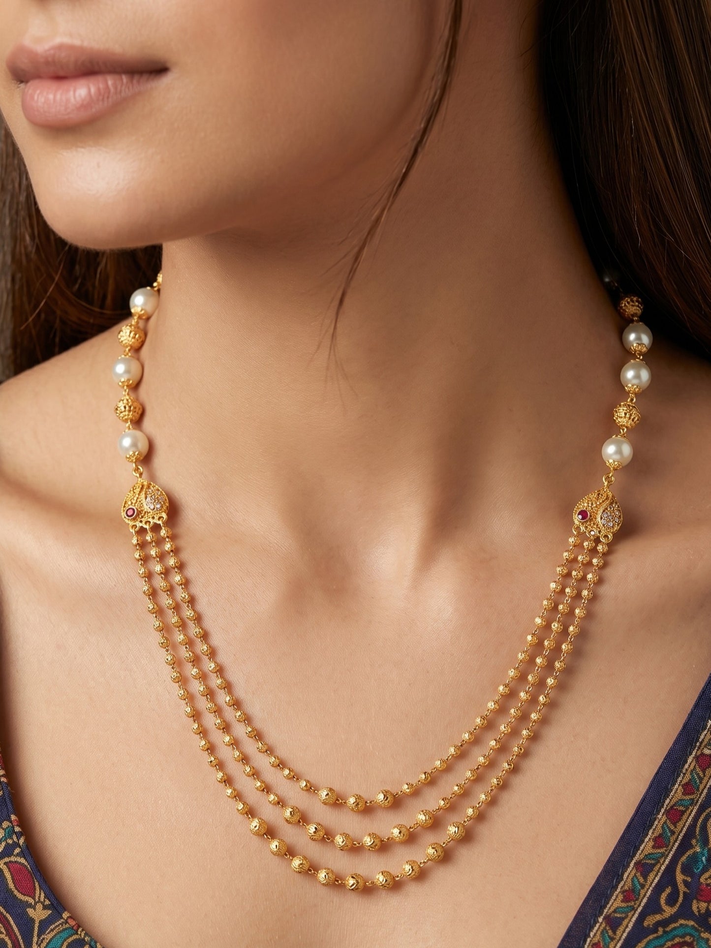 Ethnic Gold-Toned Tanmaniya Necklace for Women