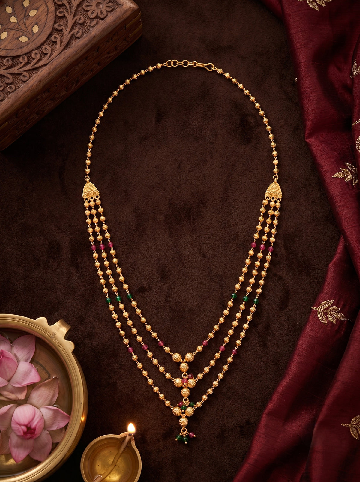 Traditional Statement Gold Plated Beaded Necklace for Women