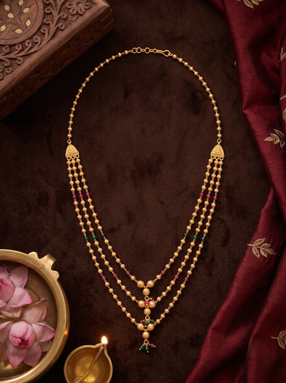 Traditional Statement Gold Plated Beaded Necklace for Women