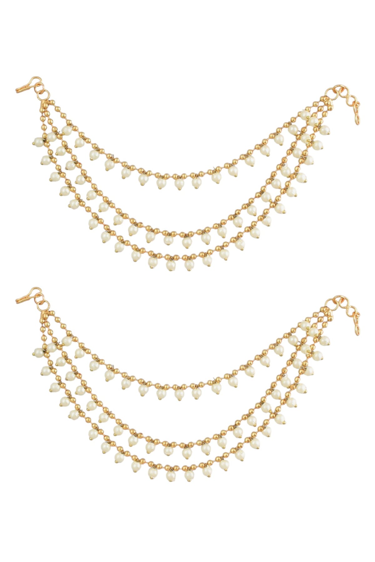 Traditional Multi Layered White pearl Ear Chain