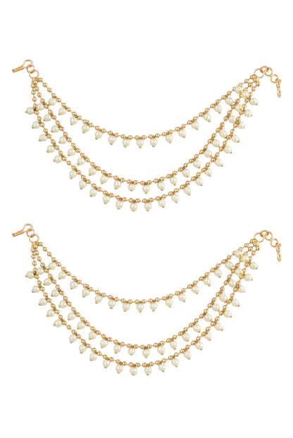 Traditional Multi Layered White pearl Ear Chain