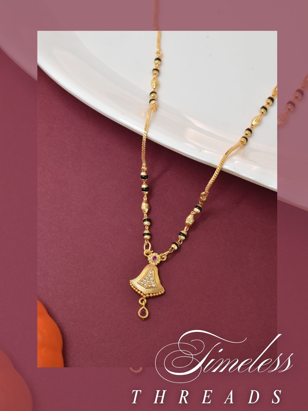 Meira Jewellery Traditional Gold Plated Dokiya Mala Necklace for Women Featuring Gold Beads and Elegant Green and Purple Pearl Accents, Perfect for Ethnic Festive and Wedding Jewellery