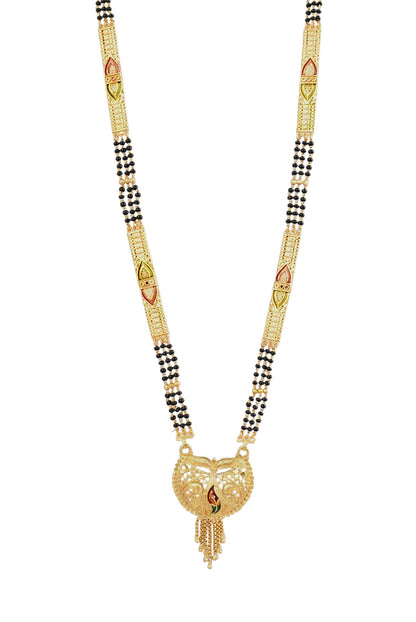 Premium Ethnic Long Double Chain Black Bead Mangalsutra for Women