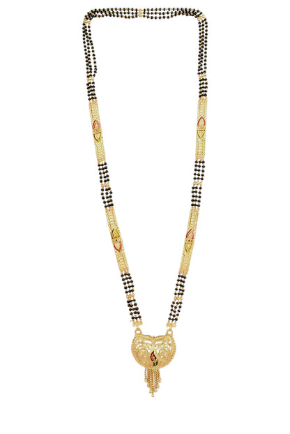 Premium Ethnic Long Double Chain Black Bead Mangalsutra for Women