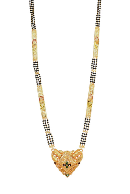 Premium Ethnic Long Double Chain Black Bead Mangalsutra for Women